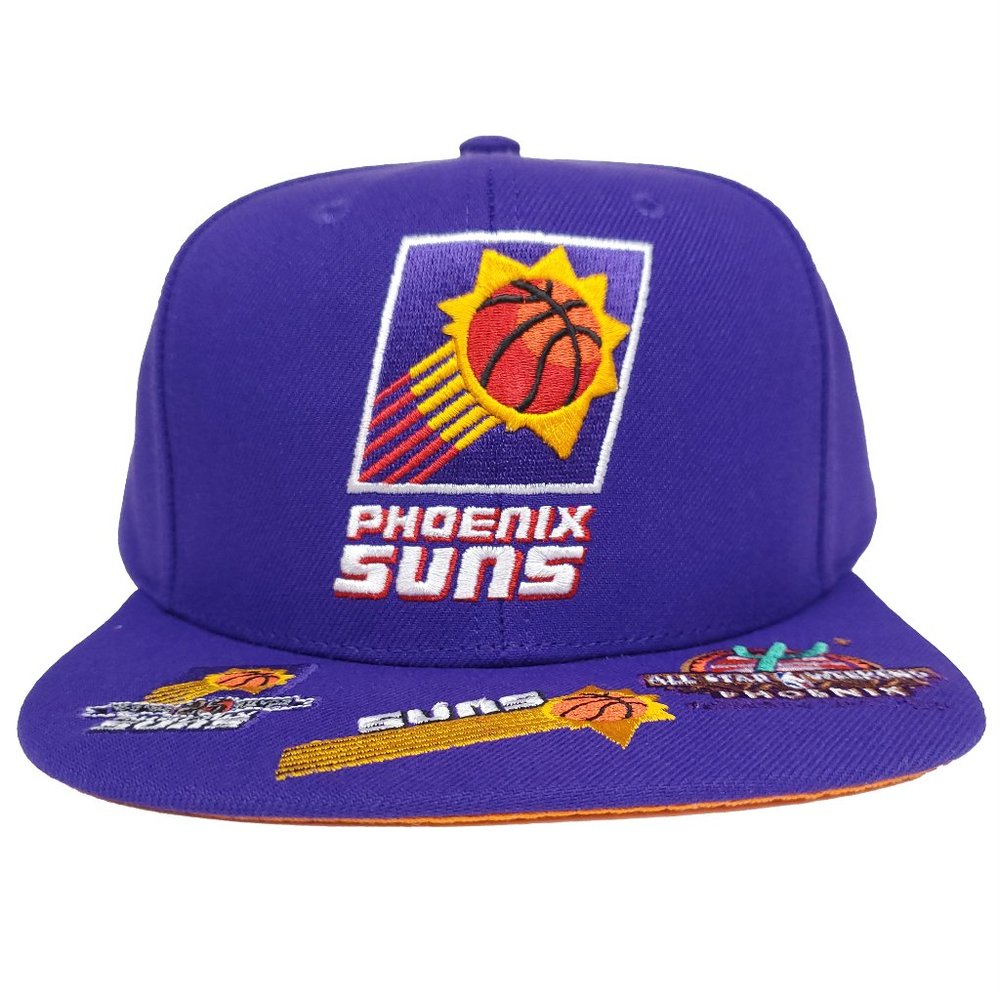 Phoenix Suns Mitchell & Ness NBA Snapback Hat 3D Logo Bill Logos Purple Cap